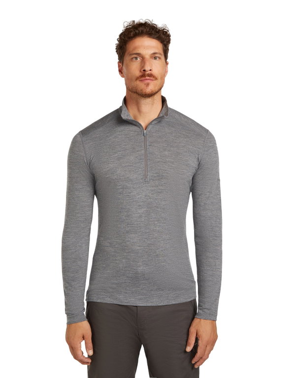 Icebreaker Unterwäsche Langarmshirt Half-Zip 200 Oasis LS - Merinowolle, enganliegend - grau Herren